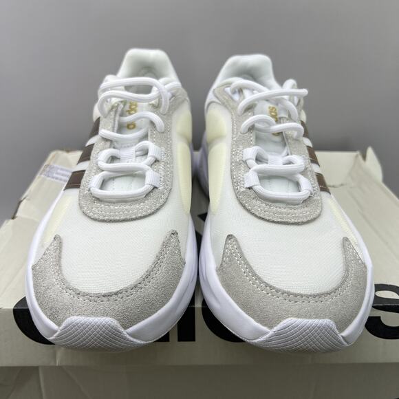 Adidas Ozelle Running Shoes Women's 6.5 White Bronze Cloudfoam Comfort Sneakers - Picture 2 of 10